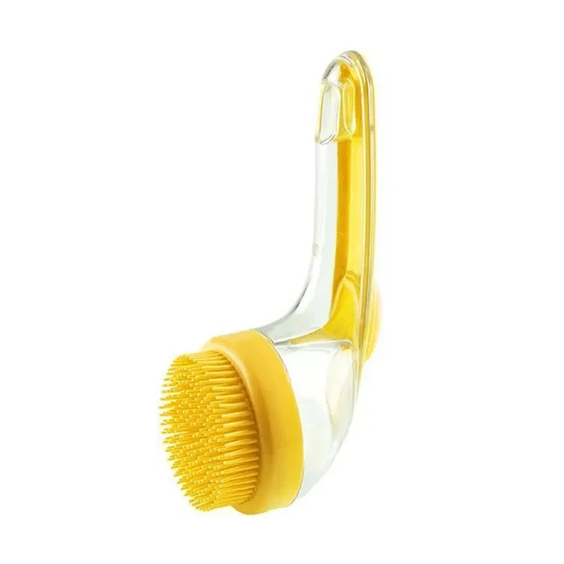 Spazzola da bagno per animali domestici con manico lungo 2 in 1 con dispenser di shampoo incorporato