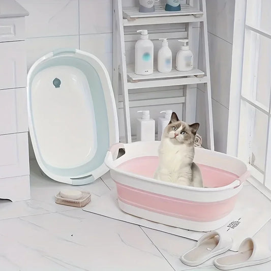 Vasca da bagno portatile antiscivolo in silicone per animali domestici Vasca