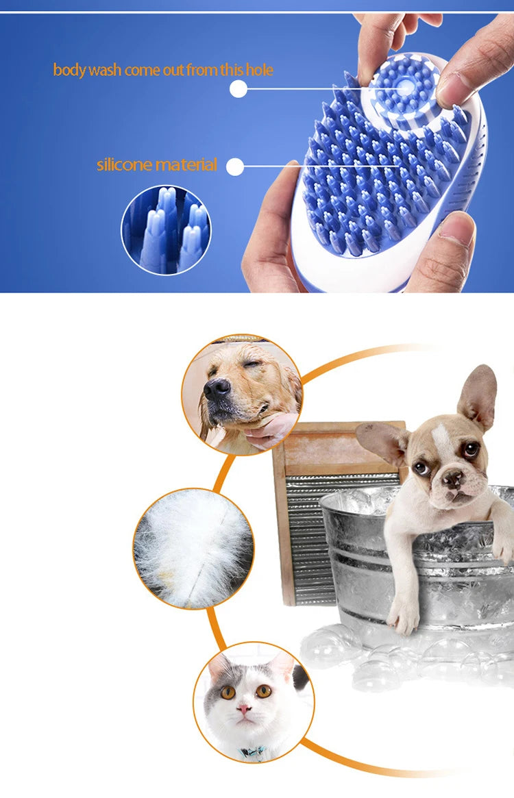 2 in 1 Pettine per massaggio SPA per animali domestici Morbido silicone