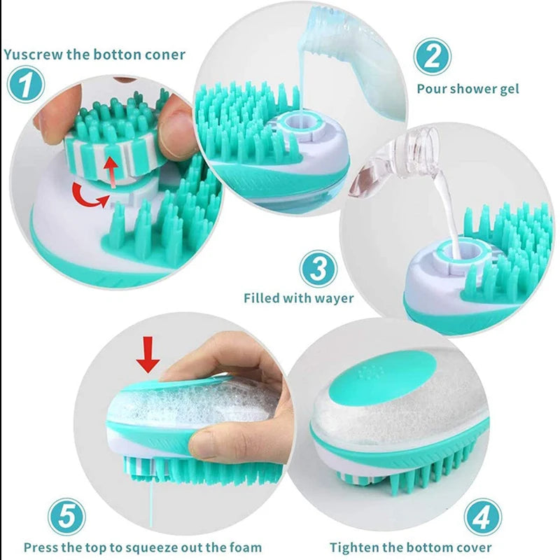 2 in 1 Pettine per massaggio SPA per animali domestici Morbido silicone