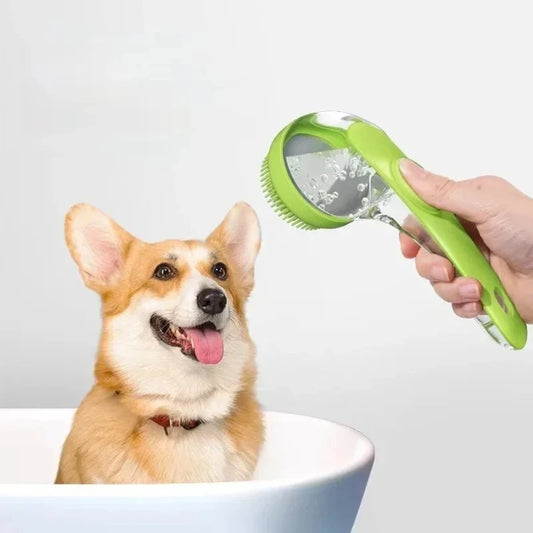 Spazzola da bagno per animali domestici con manico lungo 2 in 1 con dispenser di shampoo incorporato
