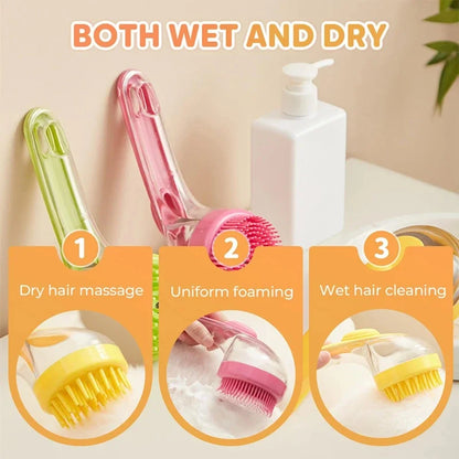 Spazzola da bagno per animali domestici con manico lungo 2 in 1 con dispenser di shampoo incorporato