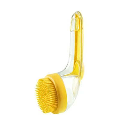 Spazzola da bagno per animali domestici con manico lungo 2 in 1 con dispenser di shampoo incorporato