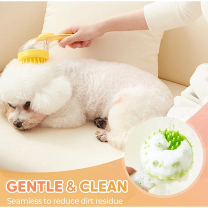 Spazzola da bagno per animali domestici con manico lungo 2 in 1 con dispenser di shampoo incorporato