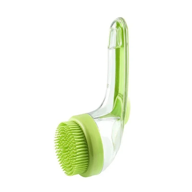 Spazzola da bagno per animali domestici con manico lungo 2 in 1 con dispenser di shampoo incorporato
