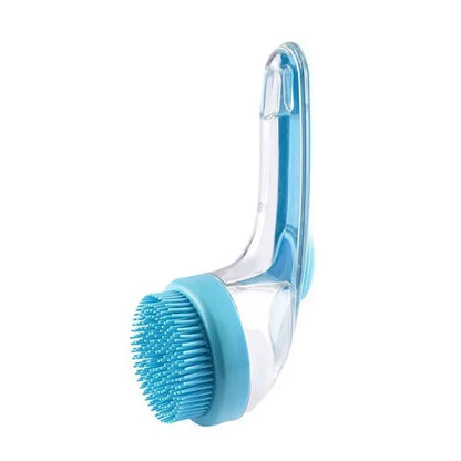 Spazzola da bagno per animali domestici con manico lungo 2 in 1 con dispenser di shampoo incorporato