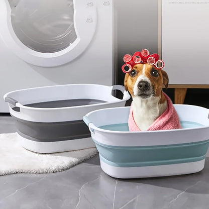 Vasca da bagno portatile antiscivolo in silicone per animali domestici Vasca