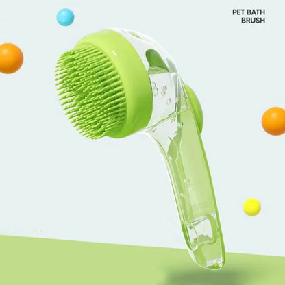 Spazzola da bagno per animali domestici con manico lungo 2 in 1 con dispenser di shampoo incorporato